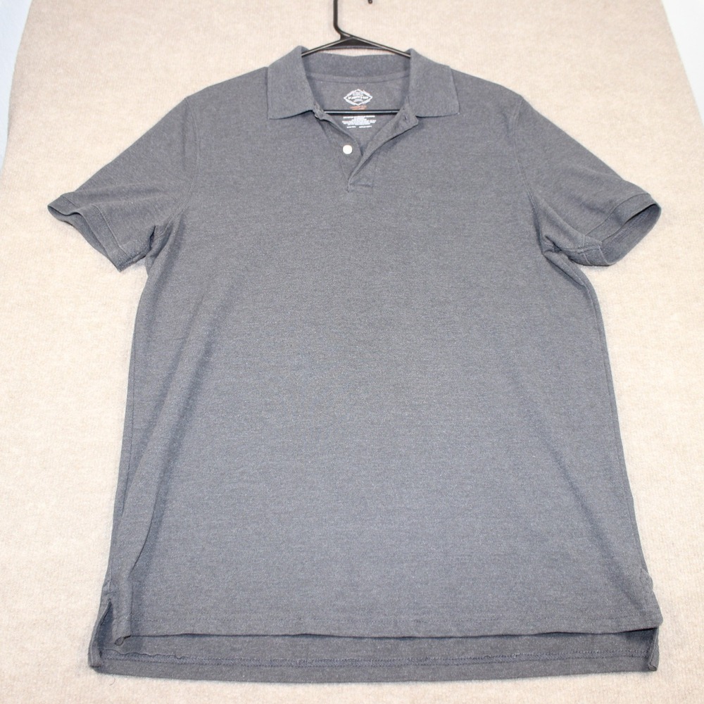 St Johns Bay Mens Comfort Flex Polo Shirt Gray Short Sleeve Classic Fit Size M